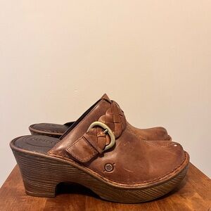 Born Women's Brown Leather Clogs